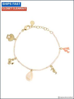 Ocean Mini Charm Bracelet 18k Gold Plated Brass Adjustable 7 1/4"